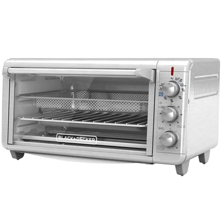 Black + Decker Horno Tostador con Freidora de Aire 8 rebanadas inox TO3265xSS-LA