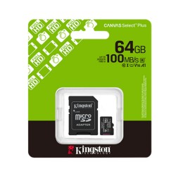 Kingston tarjeta de memoria Micro SD canvas select plus c/adaptador - SDCS3/64GB