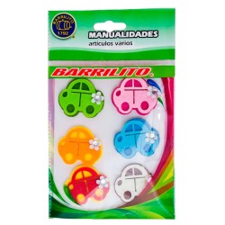 Barrilito calcomania de fieltro fs091 carros 6 piezas
