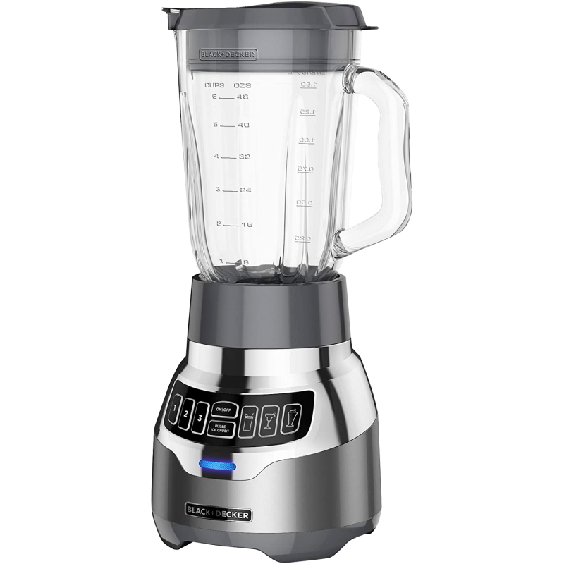Black + Decker licuadora 3 veloc silenciosa vidrio 1.5L 900w digital inox + vaso personal - BL1300DG