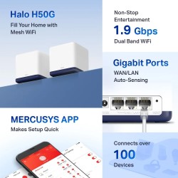 TP-link router Mercusys Sistema Wi-Fi 5 Mesh AC1900 para todo el hogar - Halo H50G(2-pack)