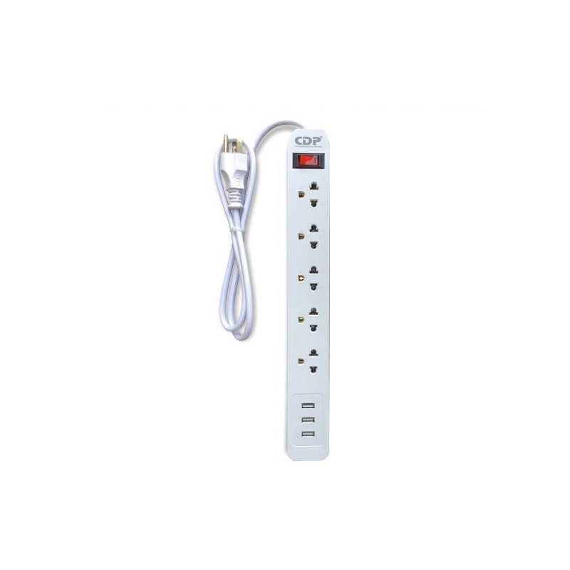 CDP regleta supresor de picos  5 entradas con 3 puertos usb RU-SS5