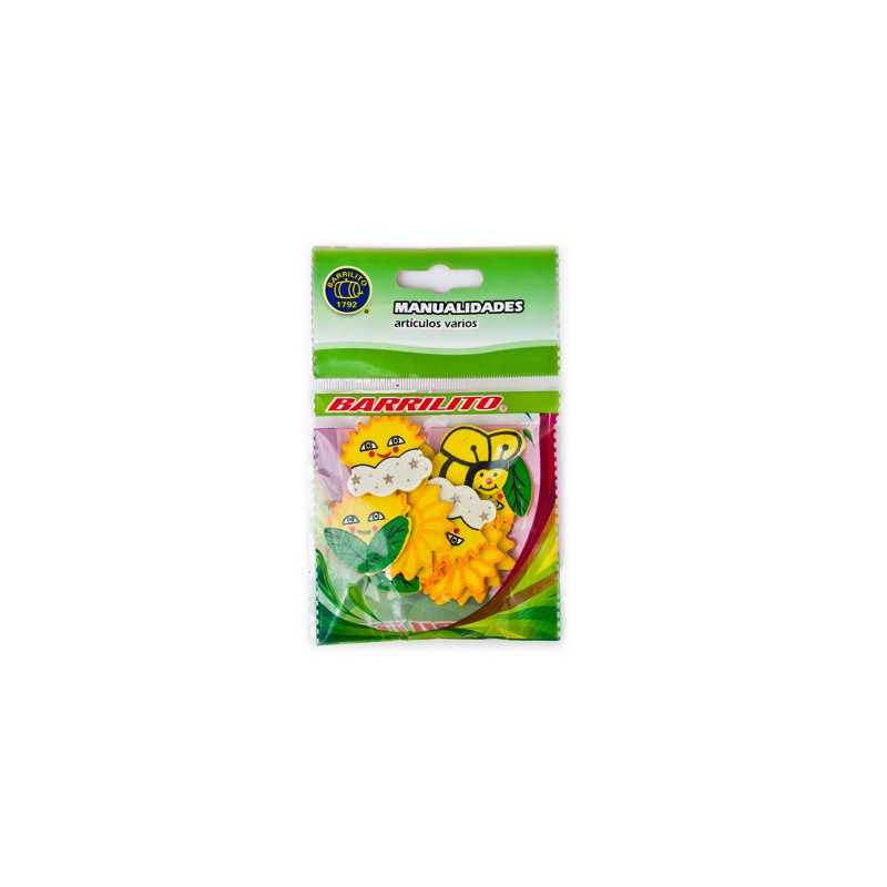 Barrilito calcomania de madera flores y abejas ws003 10 piezas
